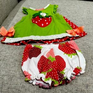 Mollie and Millie strawberry‎ shirt and diaper cover